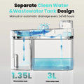 HAPAW 2026 Latest Cat Water Fountain with 2.4G Wi-Fi APP Control 5000mAh Battery Separated Clean & Waste Water No Filter Plug-in Automatic Dispenser,Dealsforyoudays