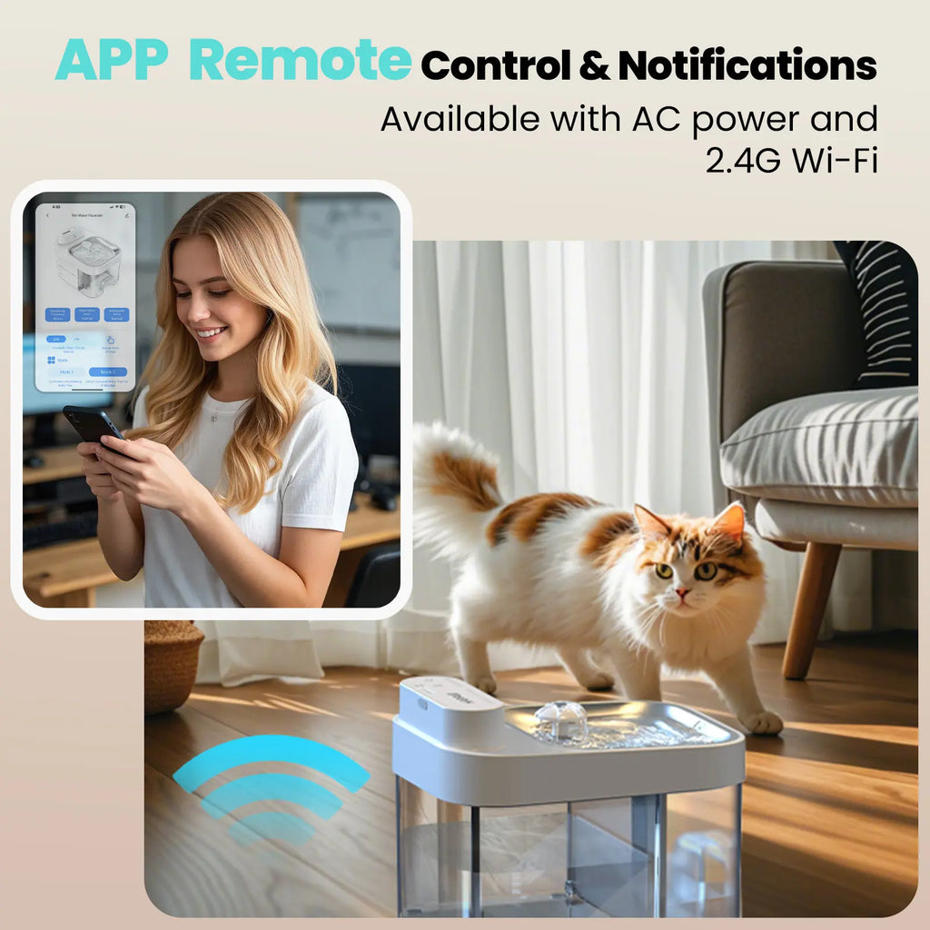 HAPAW 2026 Latest Cat Water Fountain with 2.4G Wi-Fi APP Control 5000mAh Battery Separated Clean & Waste Water No Filter Plug-in Automatic Dispenser,Dealsforyoudays