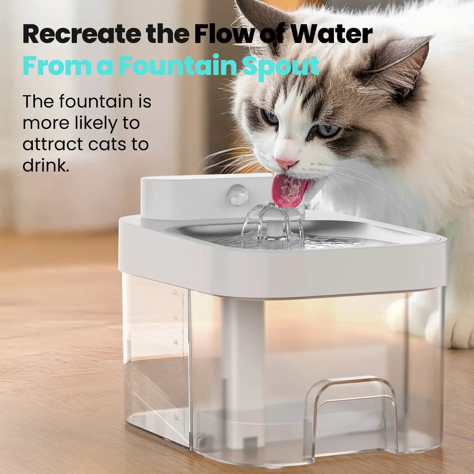 HAPAW 2026 Latest Cat Water Fountain with 2.4G Wi-Fi APP Control 5000mAh Battery Separated Clean & Waste Water No Filter Plug-in Automatic Dispenser,Dealsforyoudays